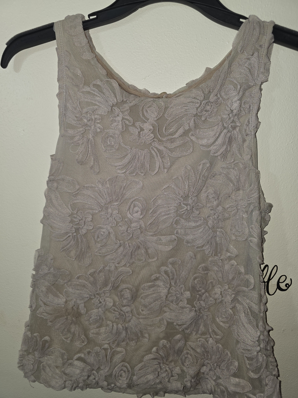 Banana Republic Beige Floral Appliqué Tank